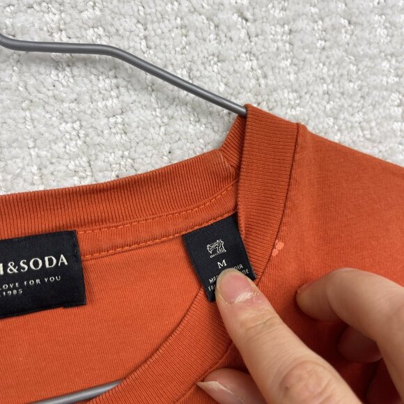 Scotch and Soda Amsterdam Men's T Shirt Sz M Short Sleeve Orange Geometric AOP - Picture 7 of 12